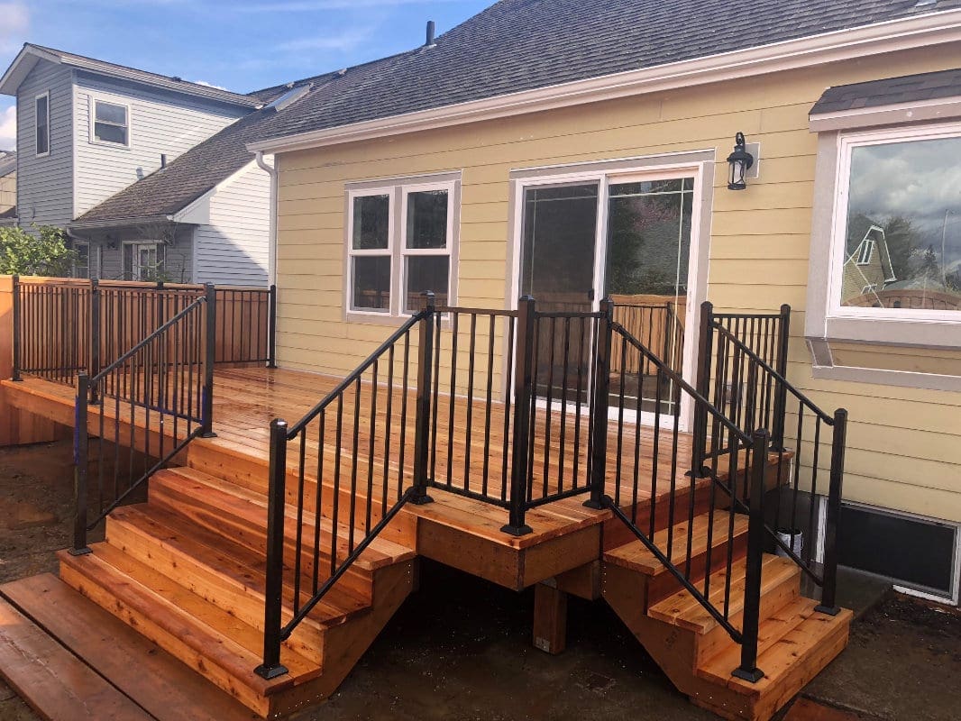 small deck with rails