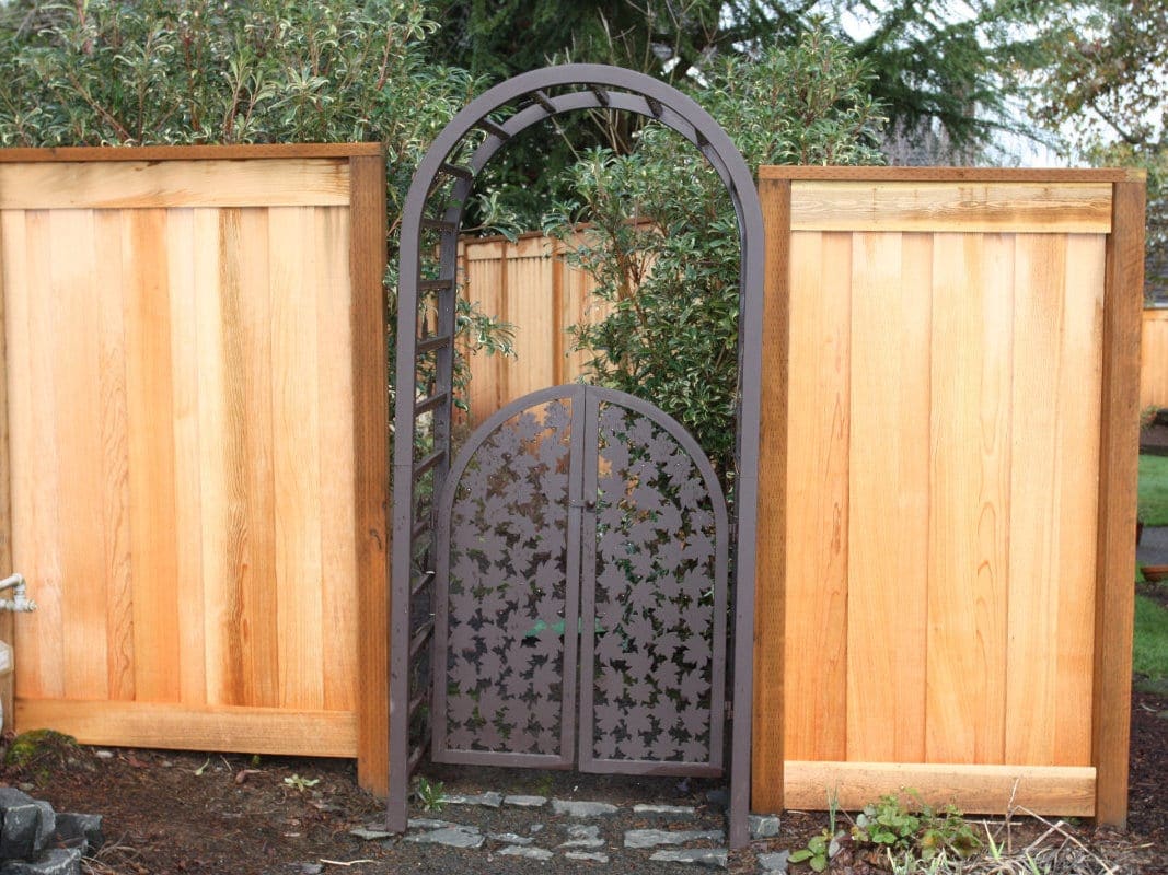 decorative cedar and metal gate