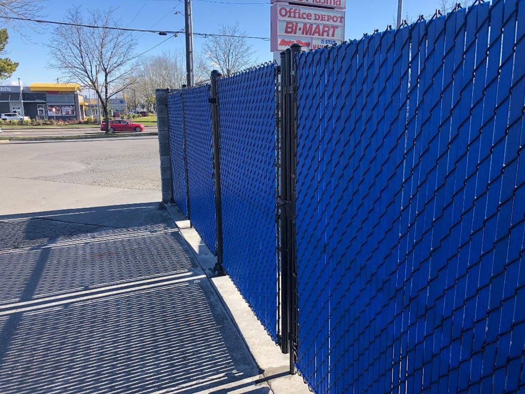 blue chain link fence