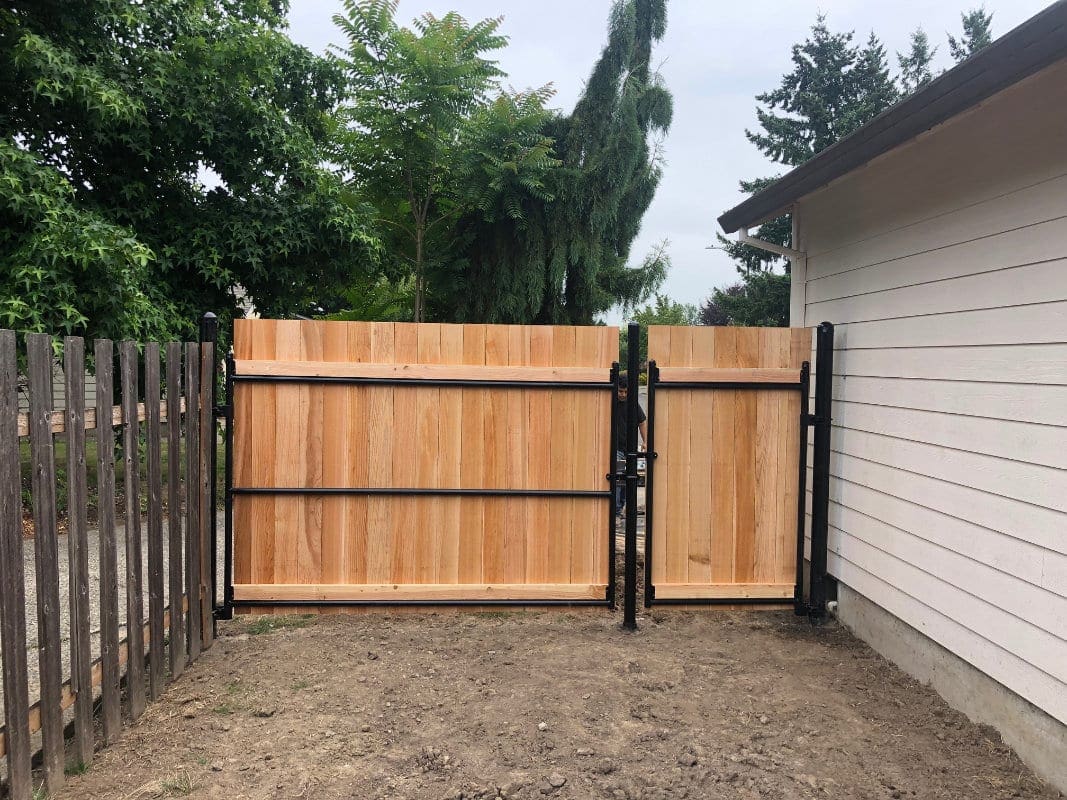 Metal Post Cedar Gate Back